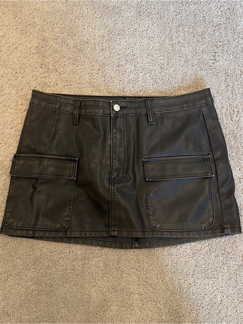 Windsor Black Faux Leather Cargo Mini Skirt